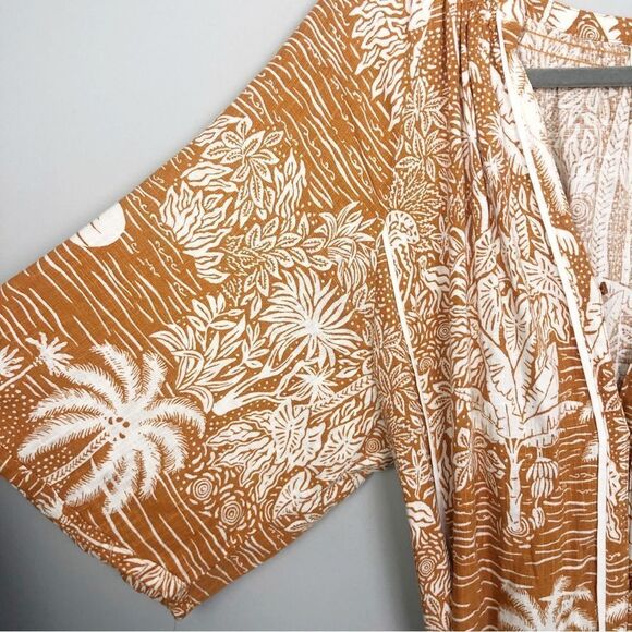 DESMOND & DEMPSEY x H&M | Landscape Caftan Midi Dress Belted Women’s Size Large - Picture 9 of 15